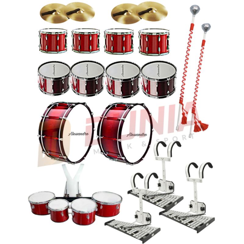 Paket Drumband 18 Pemain SMA / Alat Marching Drumband Alessandro