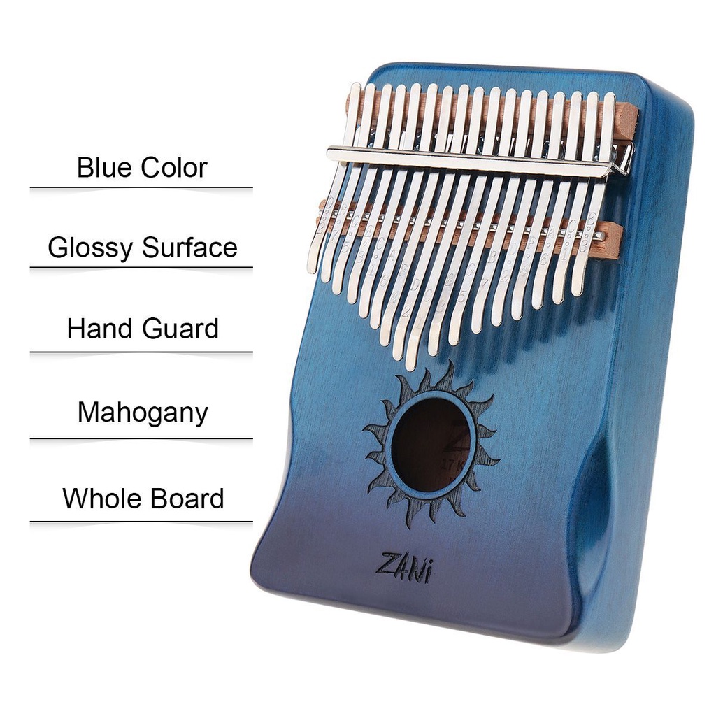 Alat Musik Kalimba Piano Jempol 17 Kunci Permukaan Glossy Bahan Mahoni Dengan Pelindung Tangan