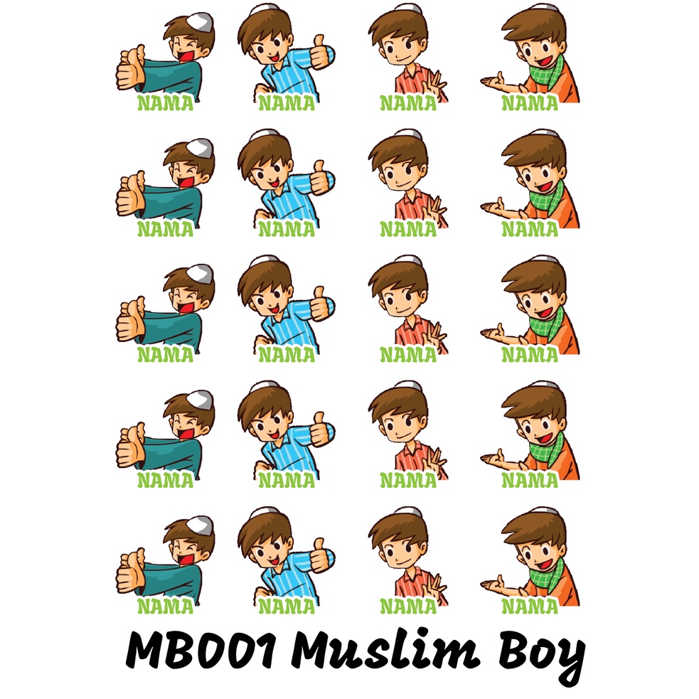 

Sticker Nama Cutting Label Waterproof Tahan Air Muslim Boy 01 (MB001)