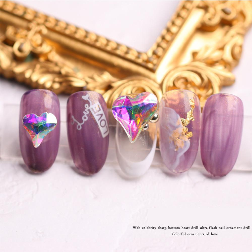 Agustina Nail Art Rhinestones 10PCS Mocha Peach Bentuk Hati Permata Kristal Manikur Aksesoris Mix Dekorasi Kuku