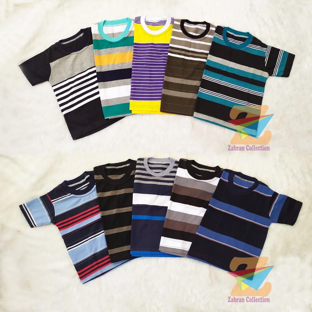 Isi 5 - Kaos Salur Anak Bahan Kaos Combed (Umur 1 Sampai 8 Tahun)