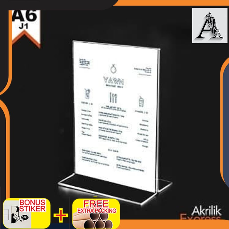 

Promo TERMURAH / DISPLAY MENU J1 A6 / TENTCARD / TEMPAT MENU AKRILIK