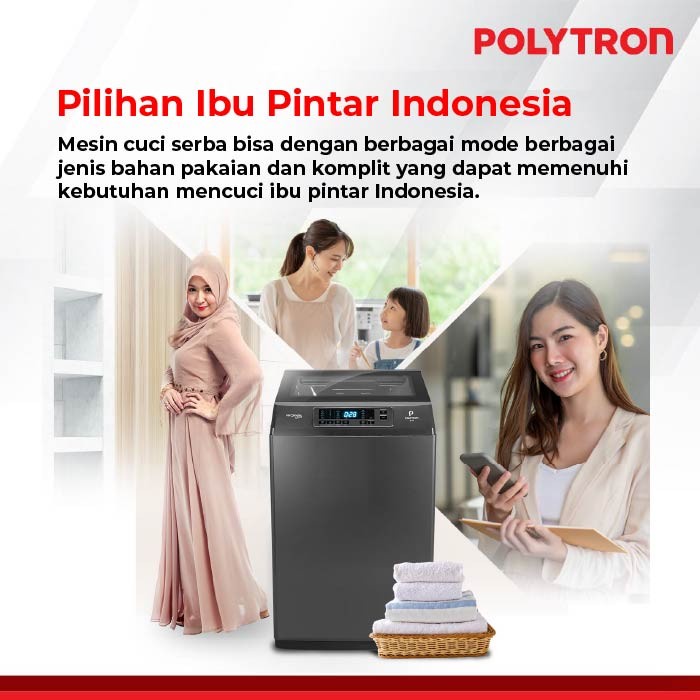 POLYTRON Mesin Cuci Top Loading Otomatis Zeromatic Laguna 9Kg PAW 9028