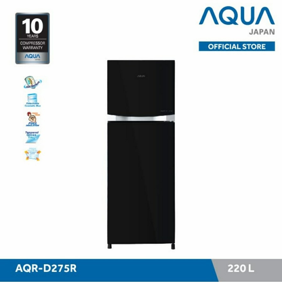 KULKAS AQUA 2 PINTU AQR-D275R-BK HITAM INVERTER 220 LITER