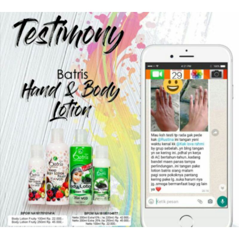 Hand and Body Lotion green tea batrisyia Herbal