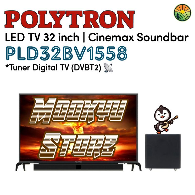 LED TV POLYTRON 32 Inch PLD32BV1558 | PLD 32BV1558 | DVBT-2 Digital TV with CinemaX Soundbar