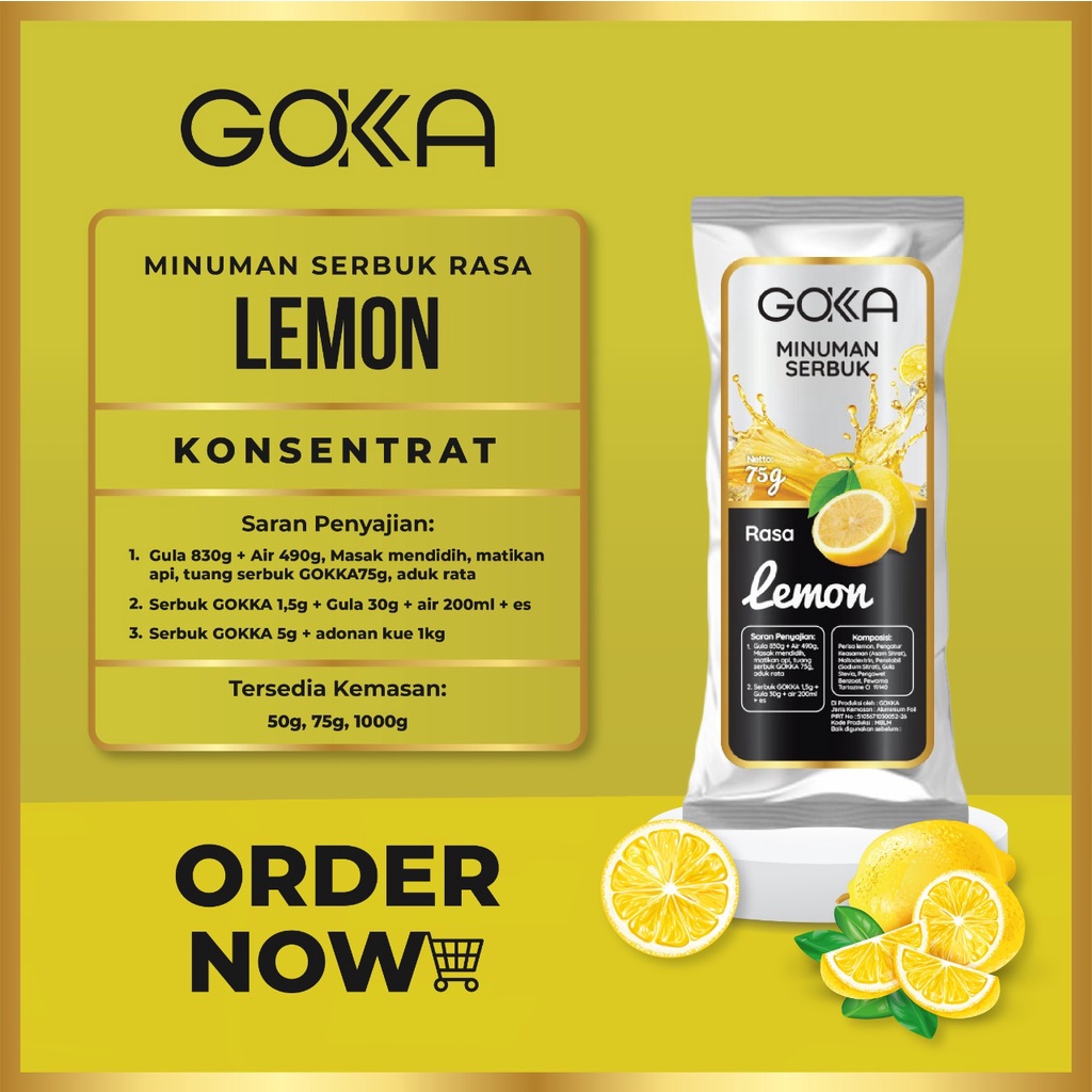 

Bubuk Konsentrat Gokka Rasa Lemon 50gram