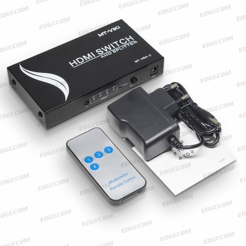 HDMI Switch and Splitter 4 Input to 2 Output With IR Remote