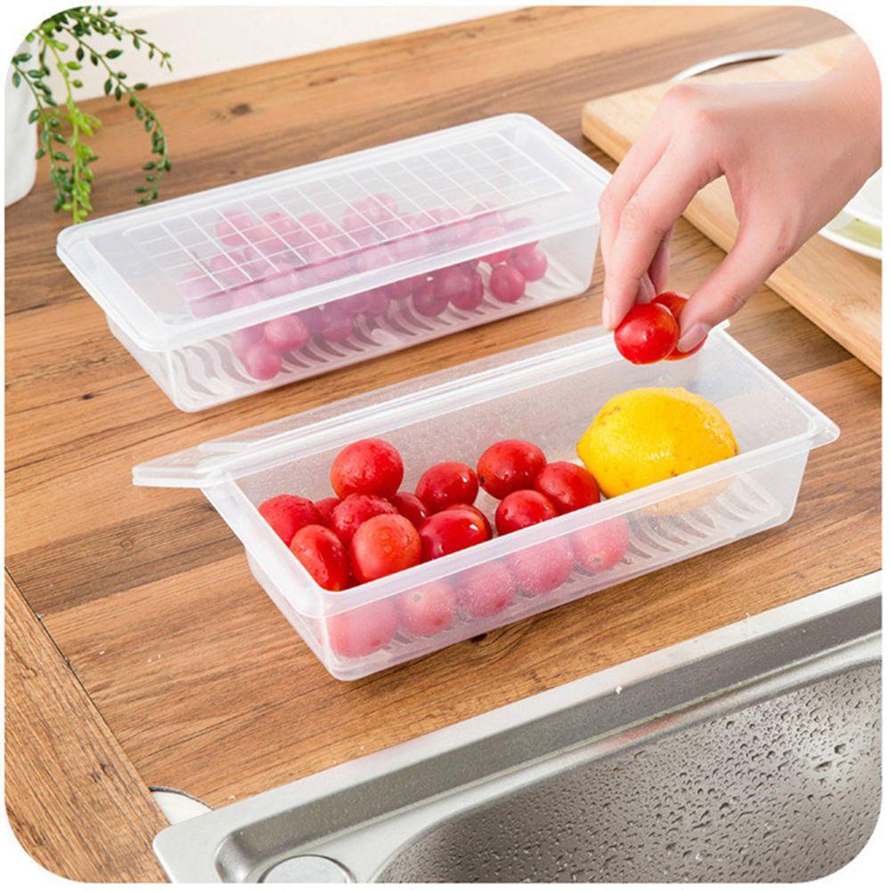 Wonder Drain Storage Box Persegi Panjang Kulkas Seal Pack Wadah Drainase Daging Sayur