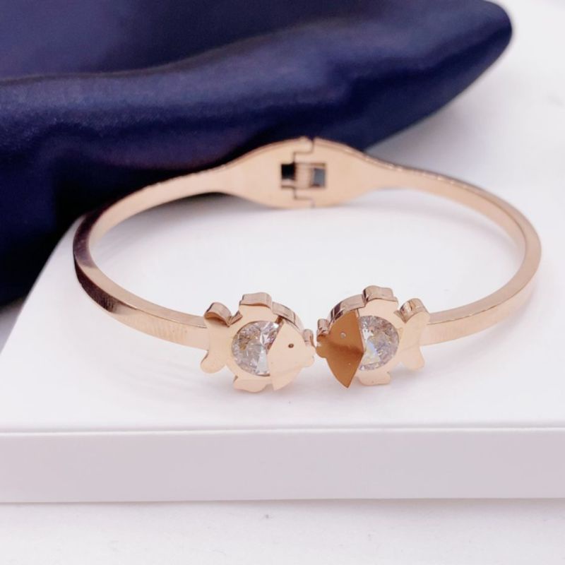 Gelang Titanium stainless steel Premium anti karat Bracelet titanium ori Rosegold gtt-0019