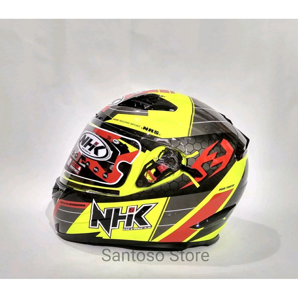 Helm Fullface NHK RX9 Navy Kuning Yellow Flourecent Bagus