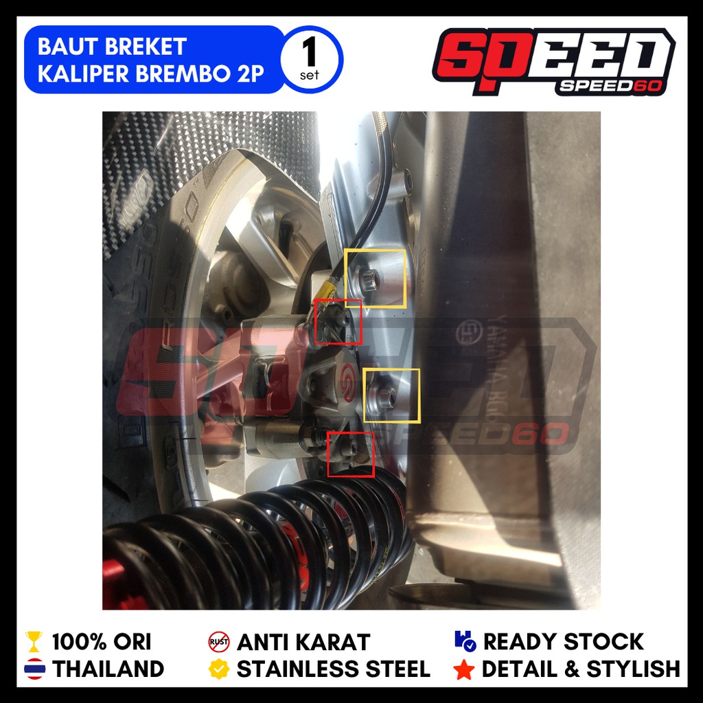 Probolt Baut Kaliper Brembo 2P Xmax Stainless King Nut Thailand Belakang