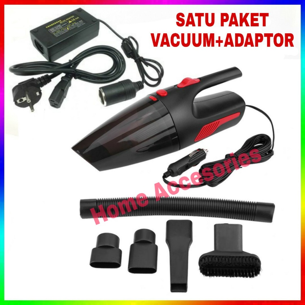 ( SATU PAKET VACUM + ADAPTOR )Vacuum Vacum cleaner mobil Portable Penyedot Debu Mobil 12V 120W/PENYE