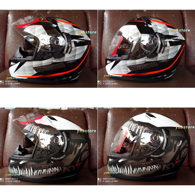 Helm KYT K2R Motif Venom Black White Doff Double Visor Original | KYT K2 Rider Venom Original
