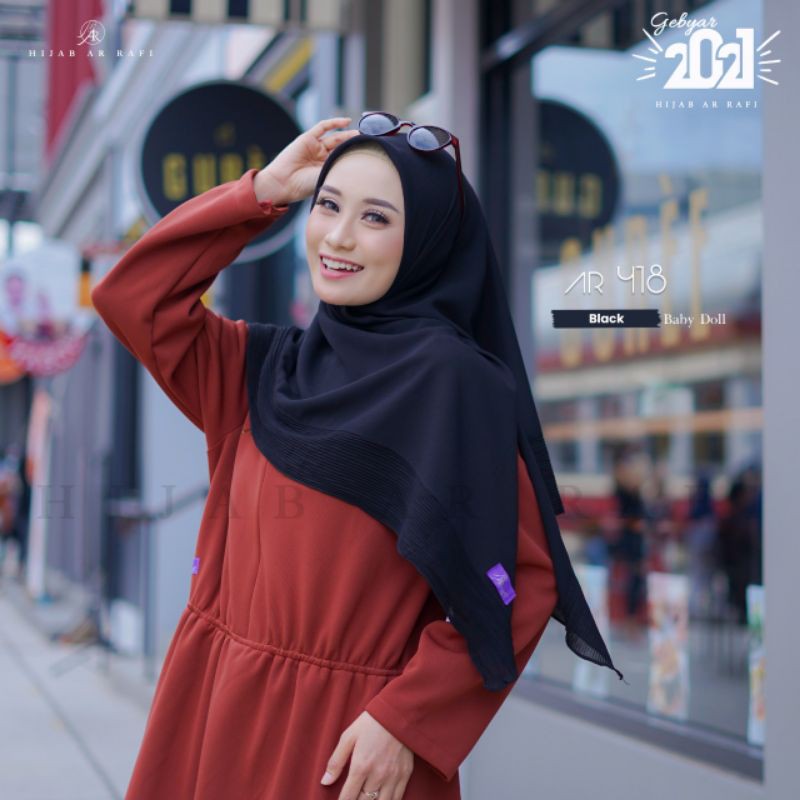 Hijab segiempat Plisket || Ar 418 || hijab arrafi