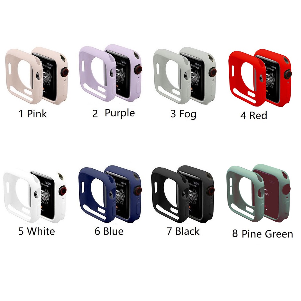 Lembut Warna-warni Silicone Matte Case (tanpa layar) kompatibel untuk Apple Watch 45mm 41mm 44mm 40mm 42mm 38mm Seri 8/7/SE/6/5/4/3/2/1