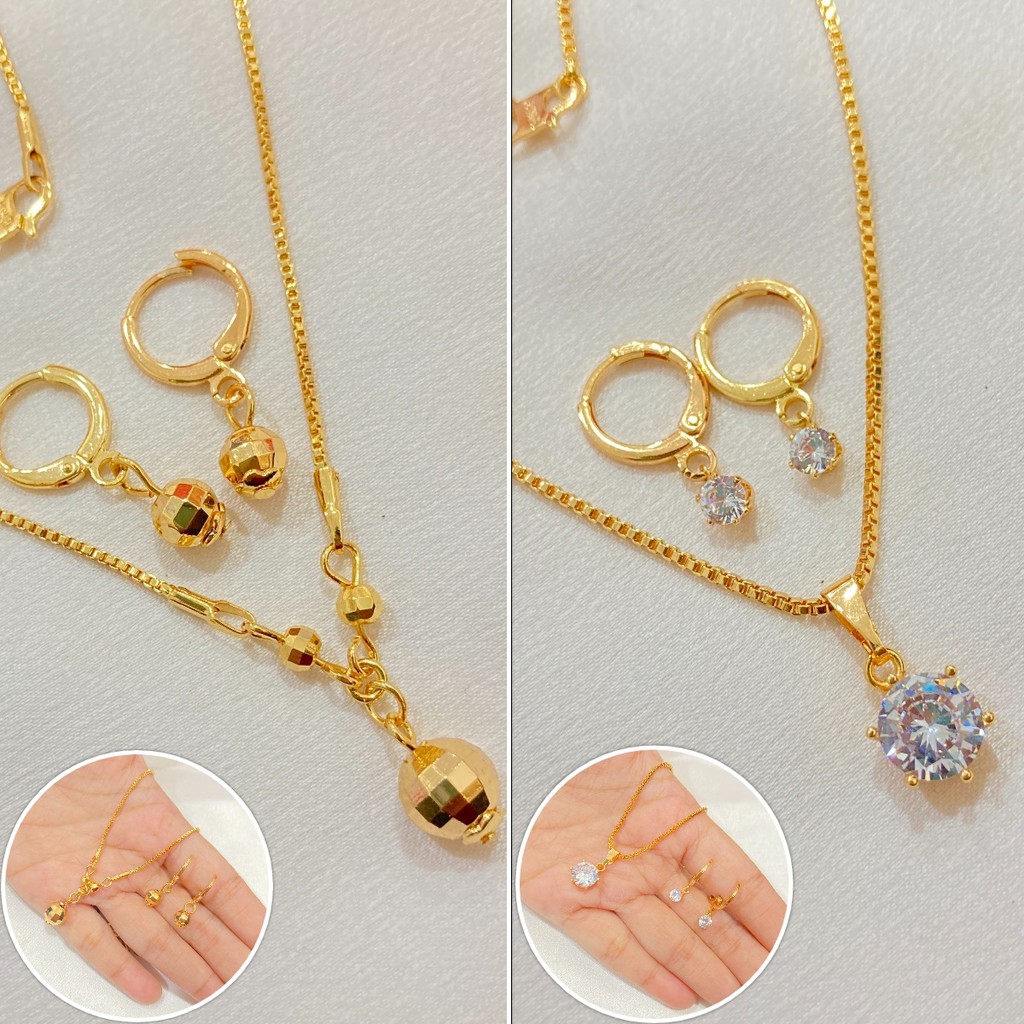 Set Perhiasan Anak Kalung Anting Motif Bola Kaca dan Mata Satu