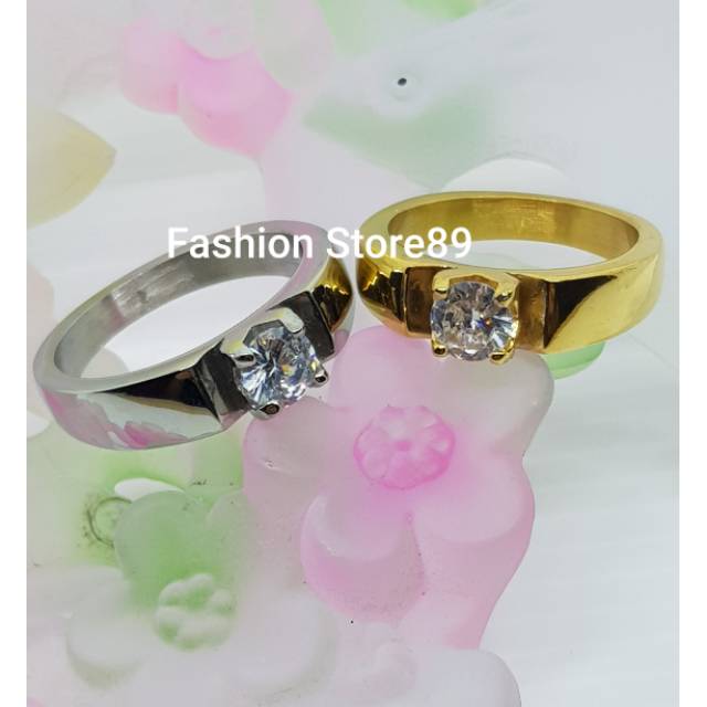 Cincin Titanium White gold nikah / cincin nikah permata antikarat Titanium gold &amp; white