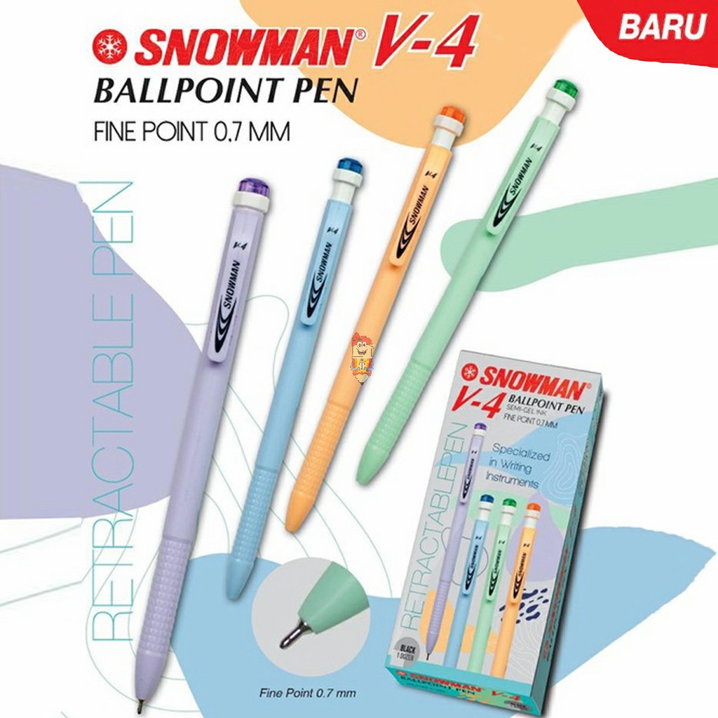 

Pulpen / pena Snowman V4 Semi-Gel Ink 0.6mm Black / Hitam