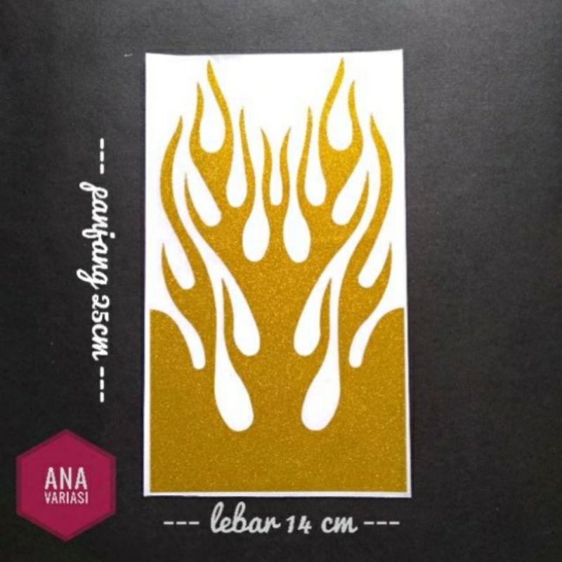 Sticker stiker motor api cutting gliter nyala stiker motor api glosy
