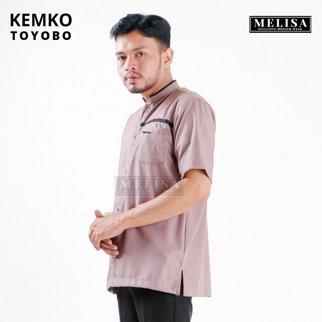 Baju Koko Pria Kemko Lengan Pendek Bahan Katun Toyobo Motip Simpel Dan Elegan Size M L XL Baju Muslim Polos Promo Baju Muslim Terbaru-Warna Dusty