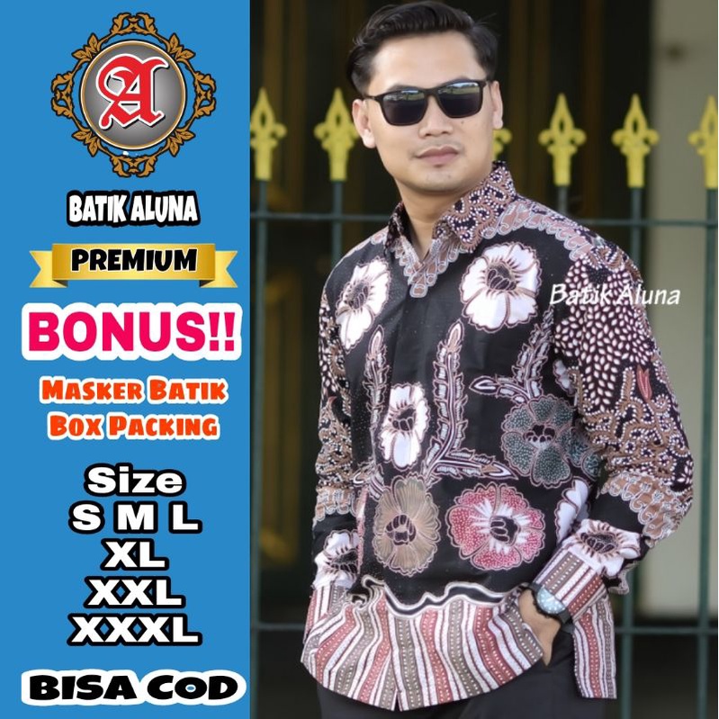 Baju Batik Pria Premium Lengan Panjang Full Furing Batik Solo Pekalongan Batik Reguler Batik Aluna P