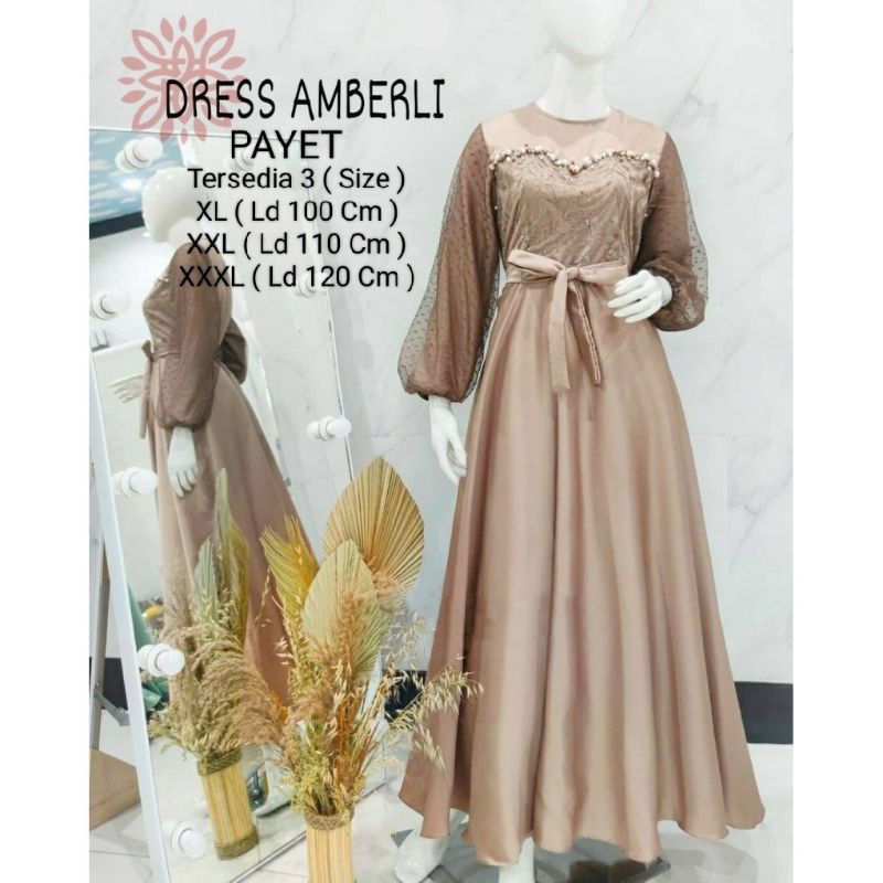 COD☑️PRODUK TERBARU/PAKAIAN GAMIS TERBARU/MAXI AMBERLI DRESS 3 SIZE XL-XXL-XXXL/MATT MOSCREPE MIX TILLE DAN BROKAT/PAKAIN MUSLIM TERBARU/PAKAIAN GAMIS TERBARU/GOOD QUALITY