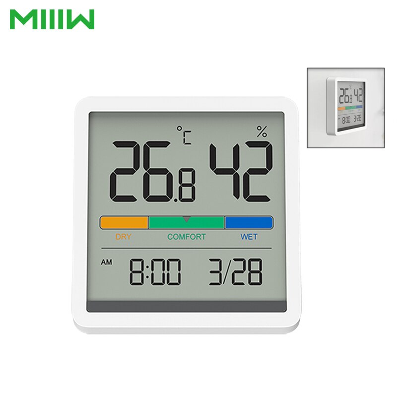 MIIIW Thermo Hygrometer Sensor Clock Temperature And Humidity Time Date 3.34inch Huge LCD Display Home Indoor Baby Room Monitor