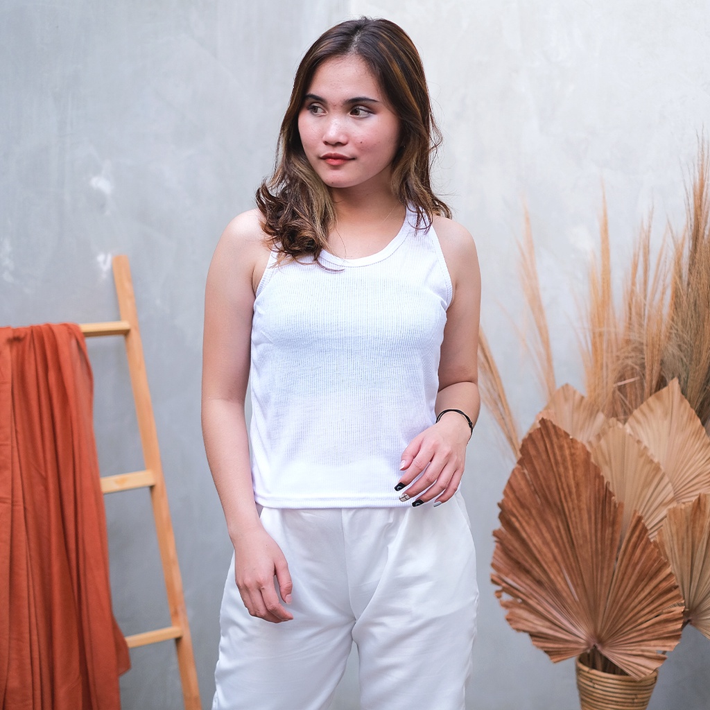 AFI - EC - Agnes Ribbed Tanktop RIB-Putih