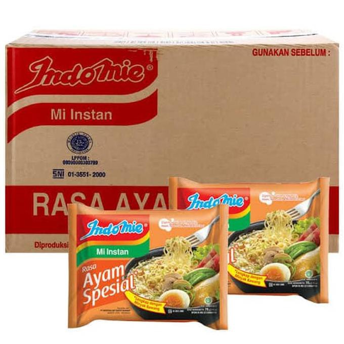 

Terlaris# Indomie Rasa Ayam Special / Dus (Isi 40 Bungkus)