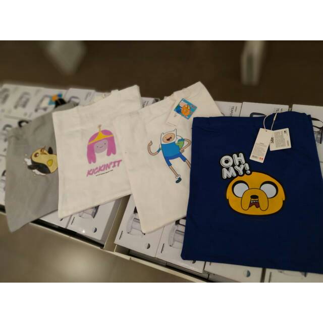 MINISO x ADVENTURE TIMES 4WRN. Canvas totebag adventure time. Tas tote bag miniso murah.Ready stock