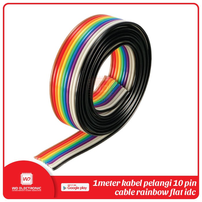 KABEL PELANGI 10 WAY KABEL FLAT PELANGI 10 PIN SATU METER