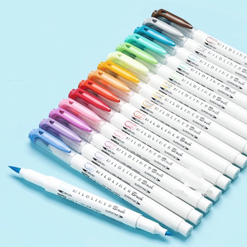 

ZEBRA MILDLINER BRUSH PEN MARKER DOUBLE ENDED / HIGHLIGHTER 2 UJUNG / STABILO BRUSH
