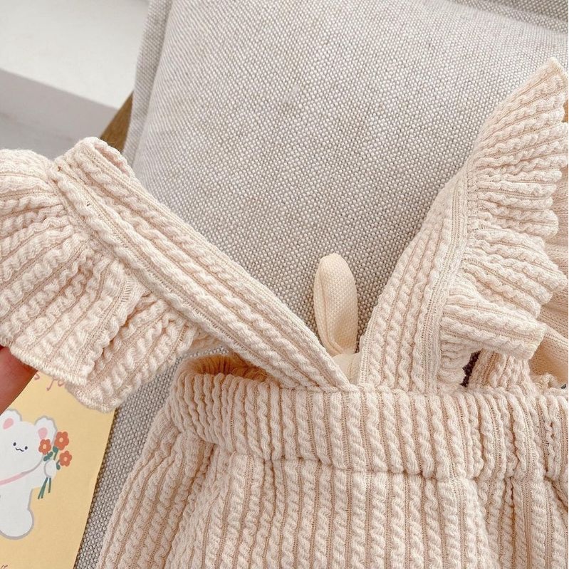 Baju jumpsuit polos knit rajut anak/bayi perempuan import (tidak termasuk inner)-2