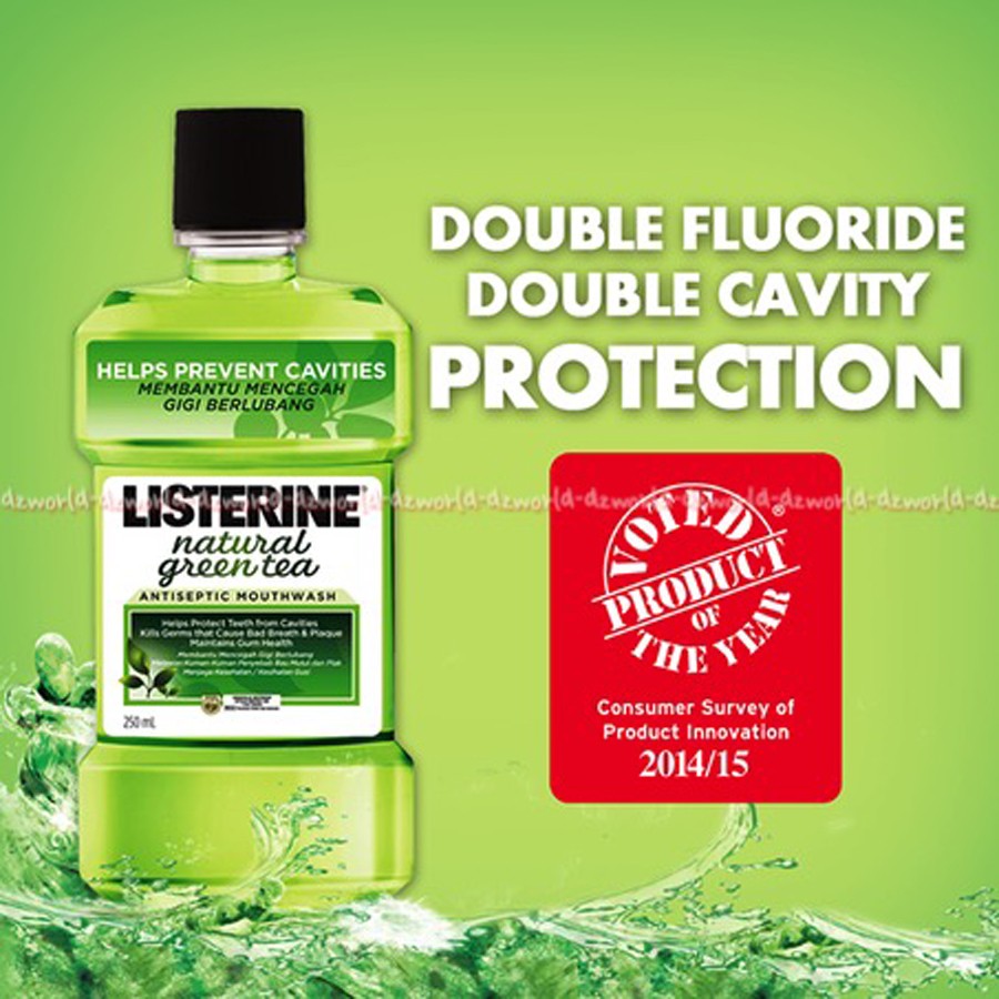 Listerine Natural 250ml Green tea Listerin Hijau Obat Kumur bau mulut Listerin