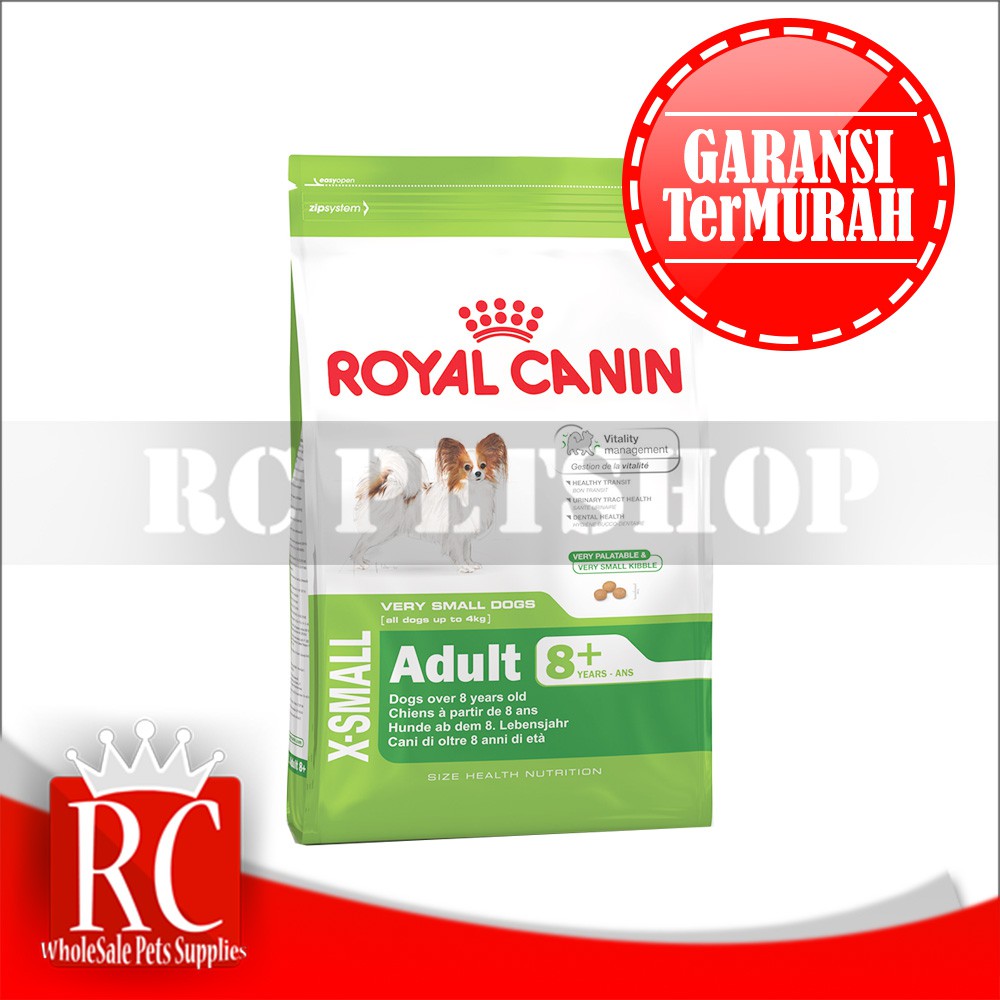 Makanan Anjing Royal Canin Xsmall Adult 8+ 1.5 Kg