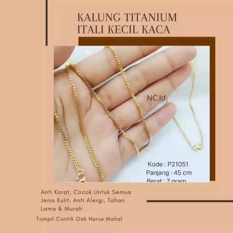 Perhiasan Lapis Emas Kalung Rantai Itali Besar / Itali Kecil Kalung Titanium Asli Tidak Berkarat