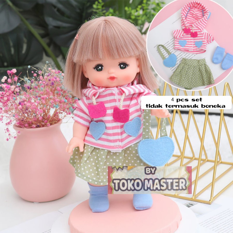 Baju boneka mainan dress mellchan mell Disney animator doll clothes kaos kaki exo 20-25cm