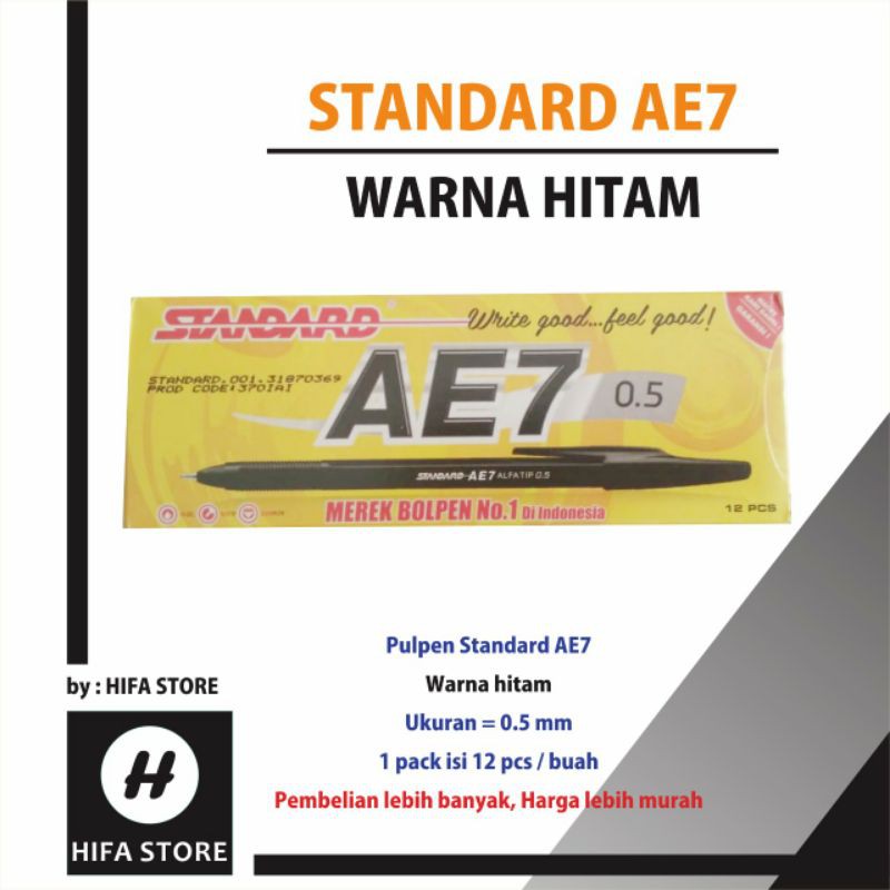 

Pulpen Bolpoin Standard AE7 Hitam
