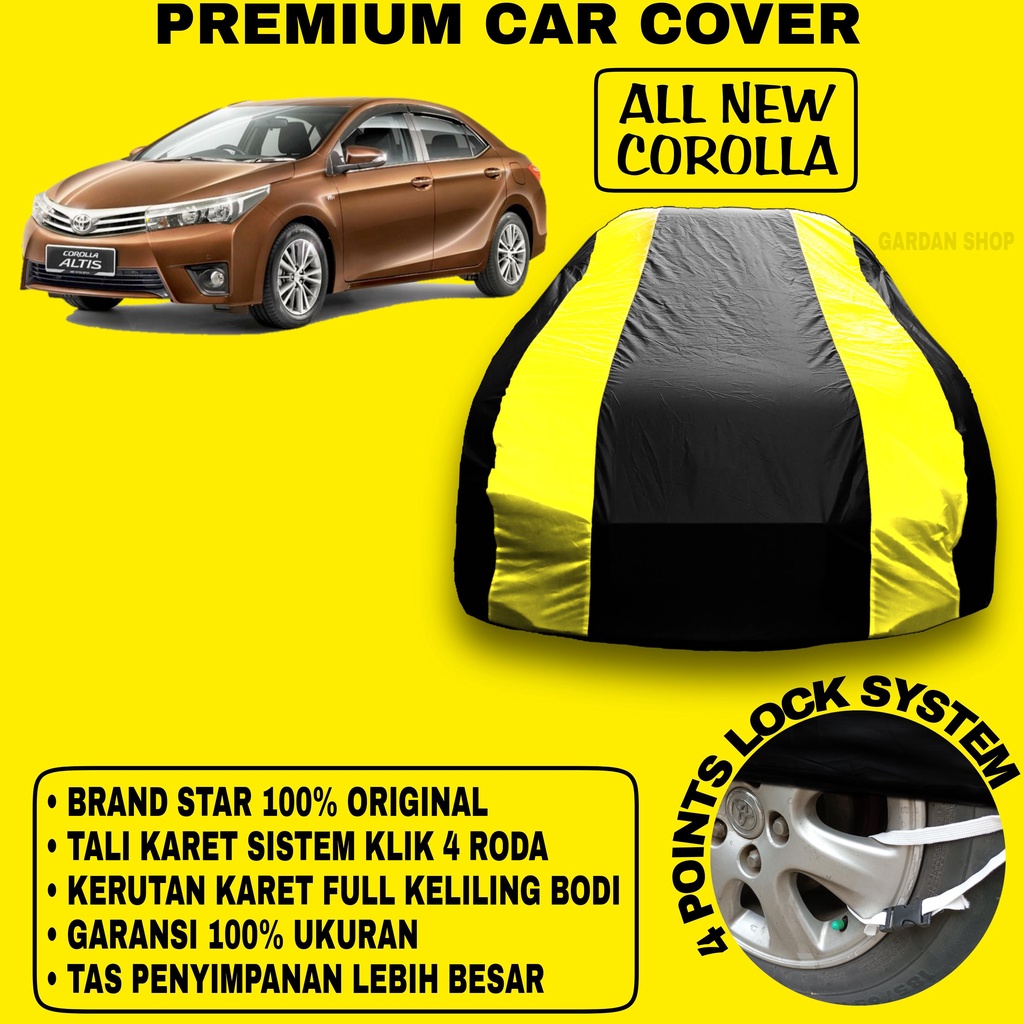 Body Cover ALL NEW COROLLA Sarung Strip KUNING Penutup Pelindung Bodi Mobil All New Corolla PREMIUM