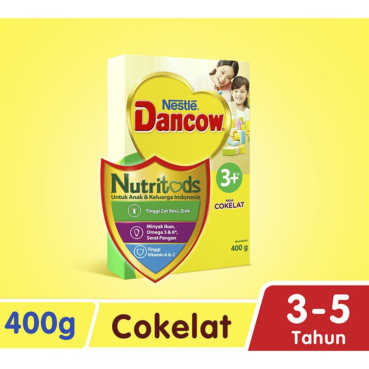 NESTLE Dancow 3+ Nutritods Rasa Coklat Susu Pertumbuhan Anak 3 - 5 Tahun 400 gr