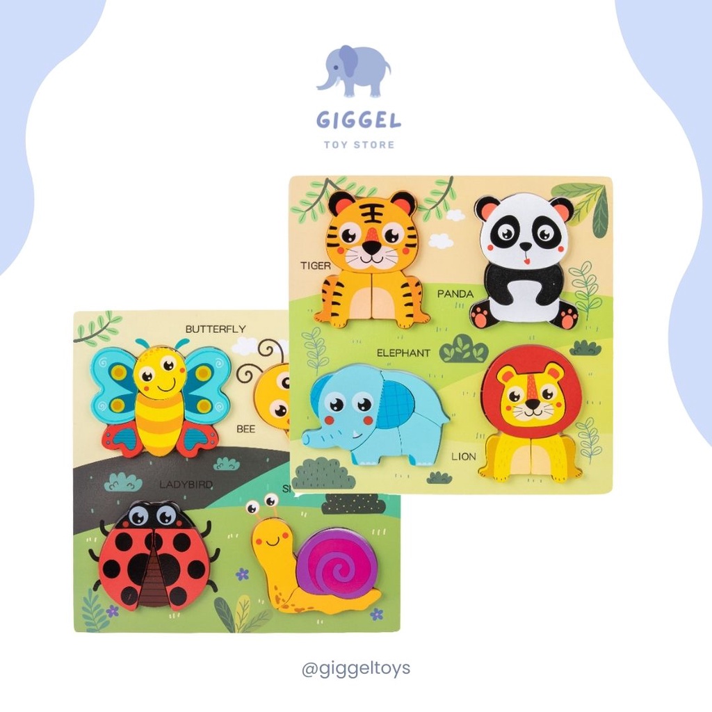 [ Giggel ] Mainan Edukasi Anak Animal / Puzzle Timbul 3D 4 Hewan / Mainan 3d Puzzle