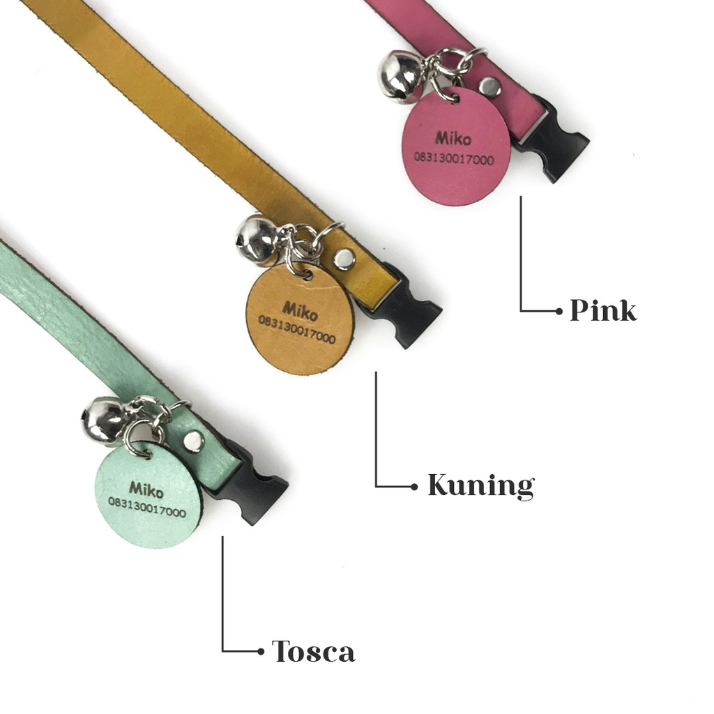 Aksesoriskulit.id Kalung kucing klik - kalung kucing bisa custom nama dan model liontin