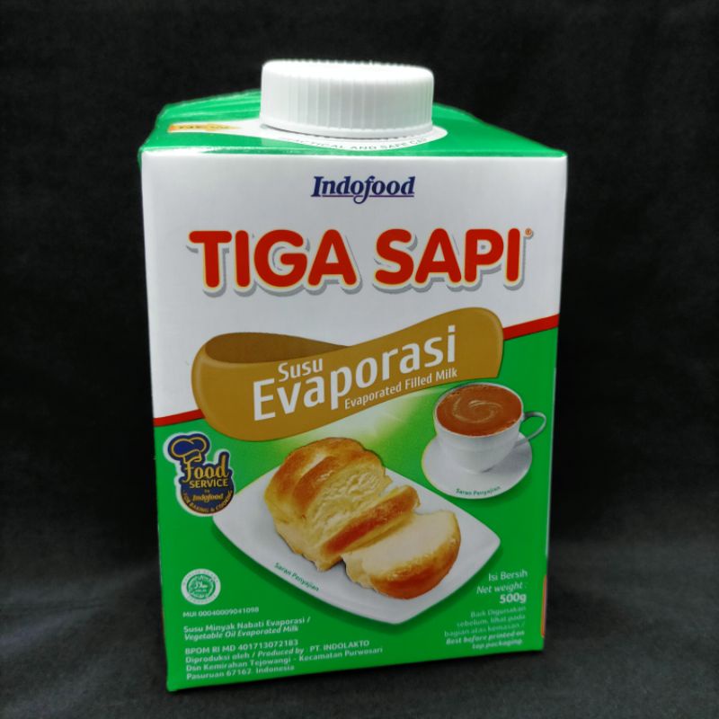

Susu evaporated tiga sapi kemasan 500 gram