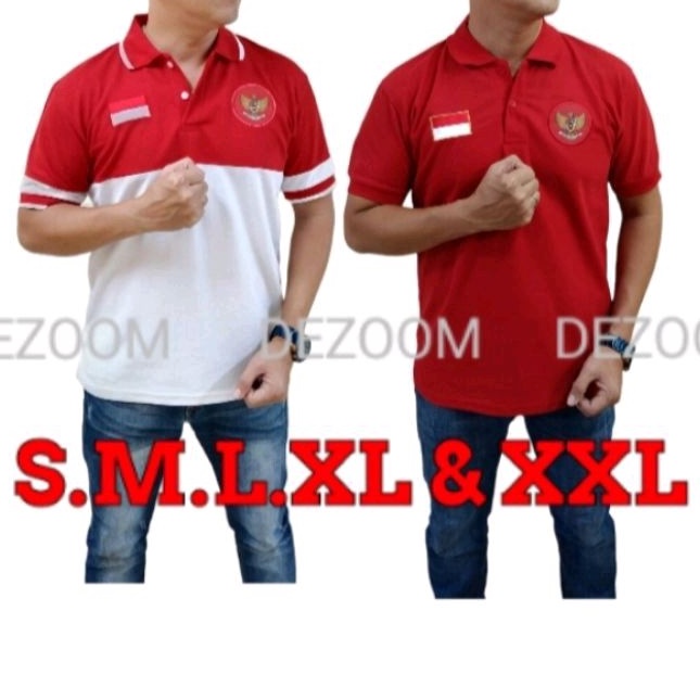 Kaos 17 agustus merah putih berkerah lengan pendek