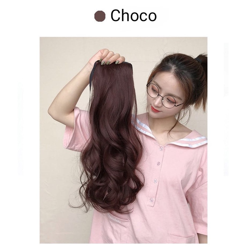 Poni Tail ikat Rambut Curly warna / ikat Rambut Palsu ekor kuda wig / PonyTail / BS