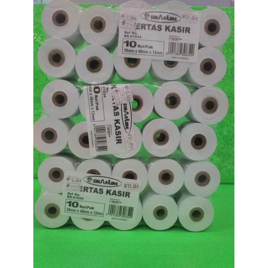 

Jual Kertas Kasir / Paper Roll / Kertas Roll ukuran 58mm x 48mm x 12mm Murah