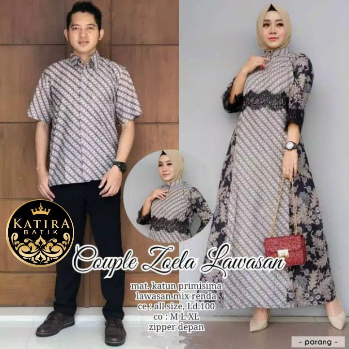 NEW ARRIVAL COUPLE GAMIS ZOELA LAWASAN GAMIS BATIK SERAGAM PESTA GAMIS BATIK SERAGAM KANTOR BATIK