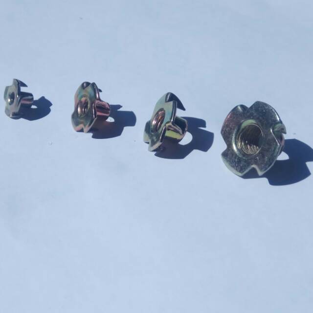 baut T nut M5 x 8mm / M6 x 10mm / M8 x 8mm/ M10 x 12mm Tee nut baut tanam 4 prong