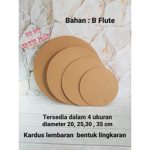 

Kardus Karton Lembaran bentuk LINGKARAN 20-35cm ( single wall ST)